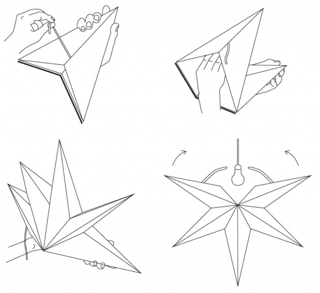 Anleitung zum falten der Weihnachtssterne aus Papier, user manual to properly fold up the paper christmas stars